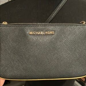 Michael Kors Black Clutch with Gold Hardware